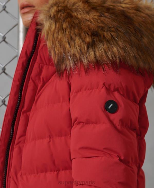 Superdry femmes manteau matelassé arctic tall D64Z5714 vêtements rouge
