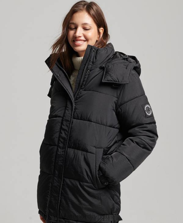 Superdry femmes manteau matelassé cocon d'expédition D64Z3597 vêtements noir