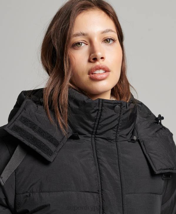 Superdry femmes manteau matelassé cocon d'expédition D64Z3597 vêtements noir