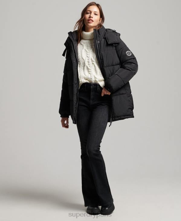 Superdry femmes manteau matelassé cocon d'expédition D64Z3597 vêtements noir
