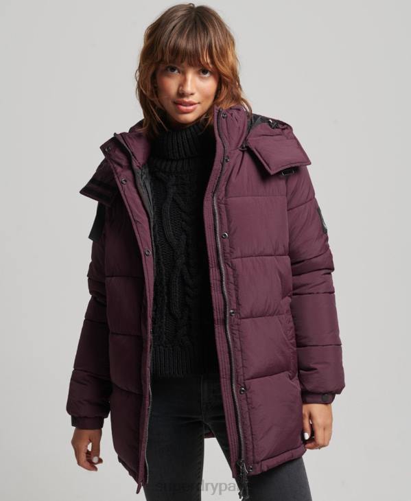 Superdry femmes manteau matelassé cocon d'expédition D64Z3624 vêtements rouge
