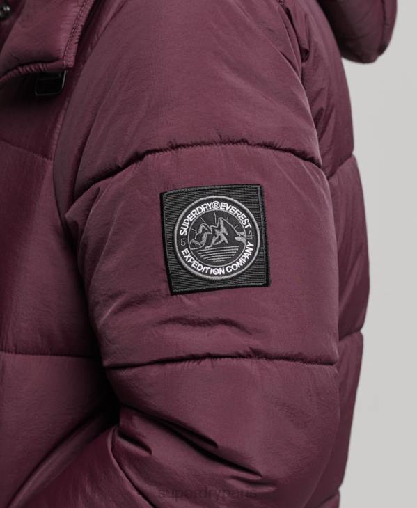 Superdry femmes manteau matelassé cocon d'expédition D64Z3624 vêtements rouge