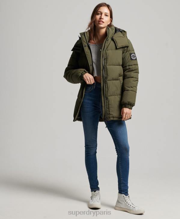 Superdry femmes manteau matelassé cocon d'expédition D64Z3644 vêtements kaki