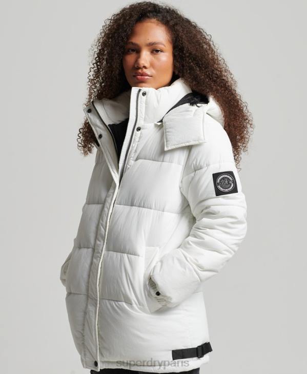 Superdry femmes manteau matelassé cocon d'expédition D64Z3791 vêtements blanc