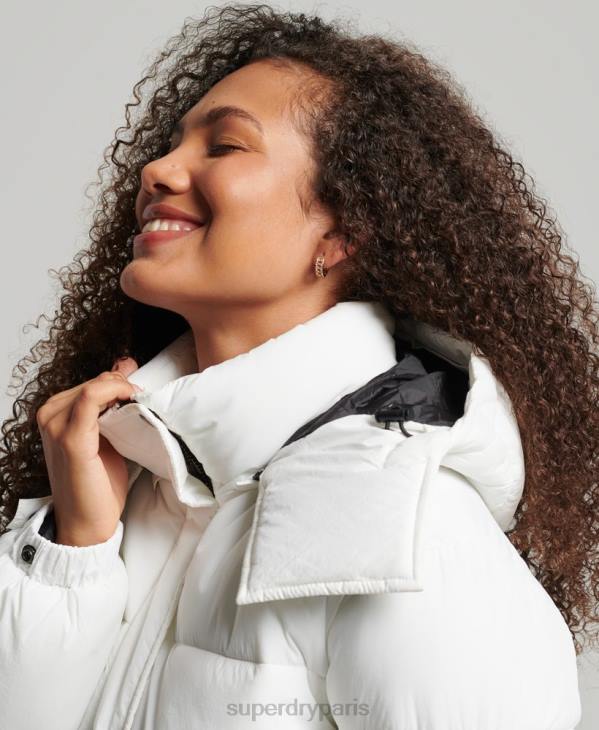 Superdry femmes manteau matelassé cocon d'expédition D64Z3791 vêtements blanc