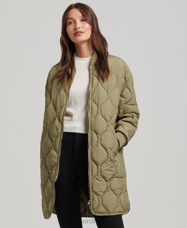 Superdry femmes manteau matelassé long D64Z3583 vêtements vert