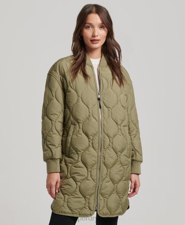 Superdry femmes manteau matelassé long D64Z3583 vêtements vert