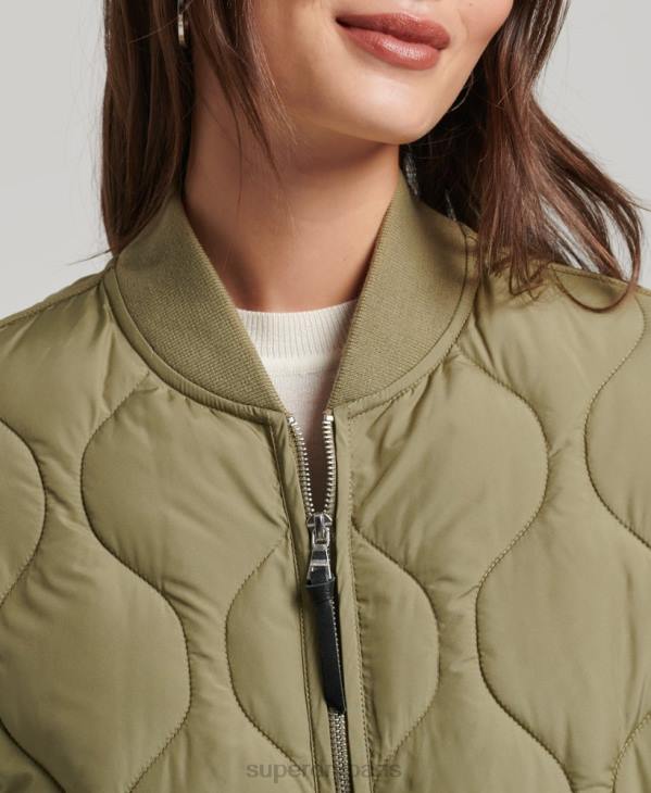 Superdry femmes manteau matelassé long D64Z3583 vêtements vert
