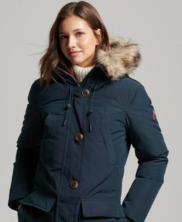 Superdry femmes parka à capuche en fausse fourrure D64Z3727 vêtements marine