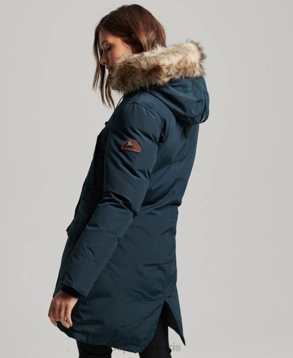 Superdry femmes parka à capuche en fausse fourrure D64Z3727 vêtements marine