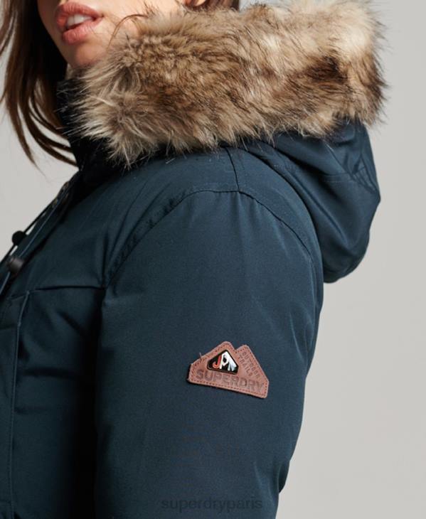 Superdry femmes parka à capuche en fausse fourrure D64Z3727 vêtements marine