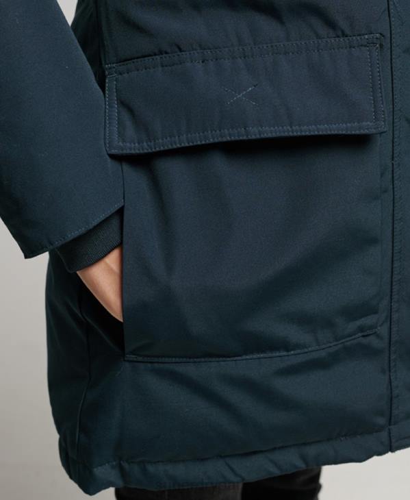 Superdry femmes parka à capuche en fausse fourrure D64Z3727 vêtements marine