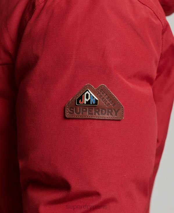 Superdry femmes parka à capuche en fausse fourrure D64Z3776 vêtements rouge