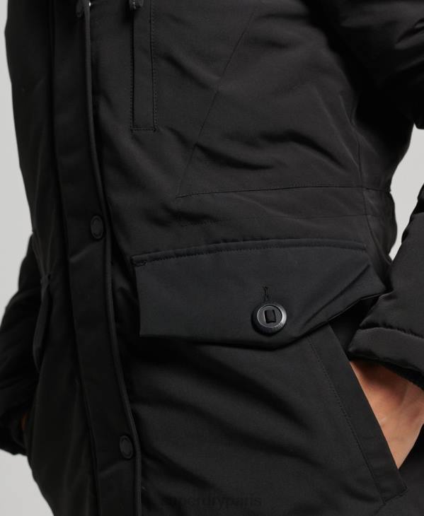 Superdry femmes parka à capuche en fausse fourrure everest D64Z3762 vêtements noir