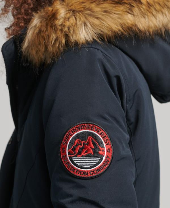 Superdry femmes parka à capuche en fausse fourrure everest D64Z3771 vêtements marine