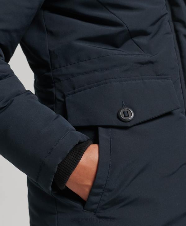 Superdry femmes parka à capuche en fausse fourrure everest D64Z3771 vêtements marine