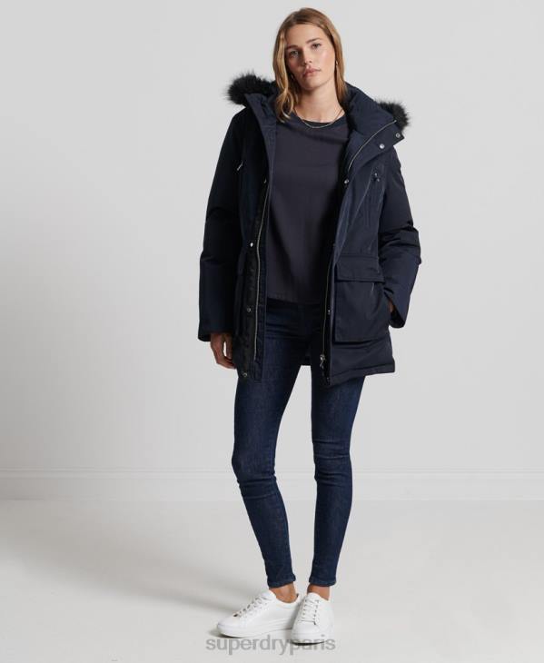Superdry femmes parka en duvet everest D64Z5458 vêtements marine