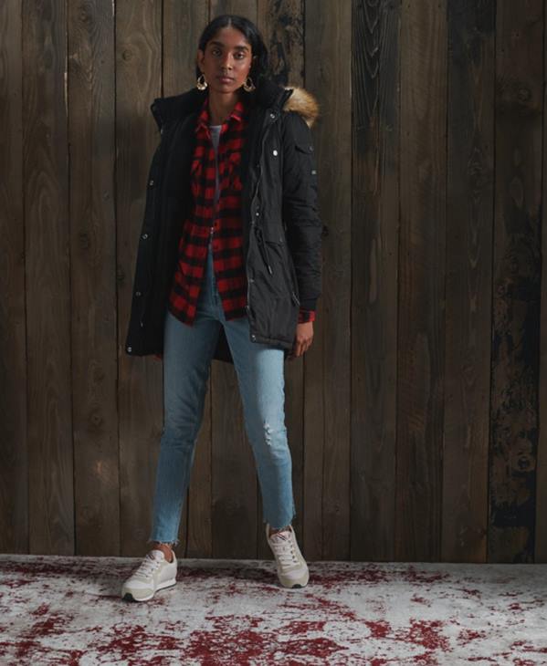 Superdry femmes parka en microfibre nadare D64Z5481 vêtements noir