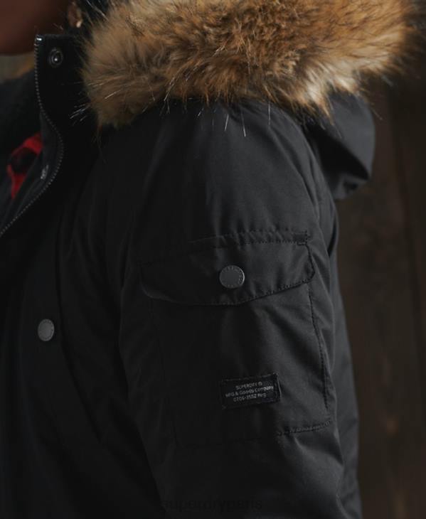 Superdry femmes parka en microfibre nadare D64Z5481 vêtements noir