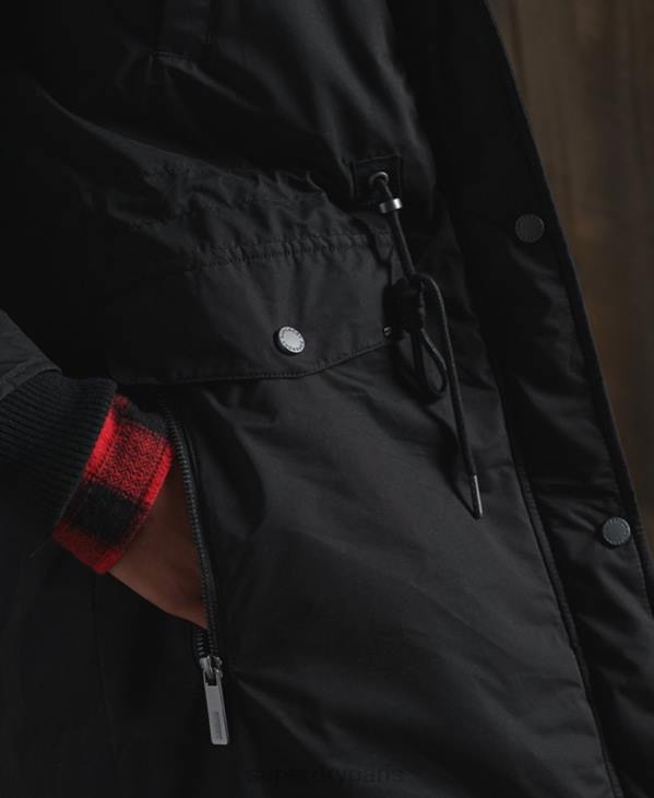 Superdry femmes parka en microfibre nadare D64Z5481 vêtements noir