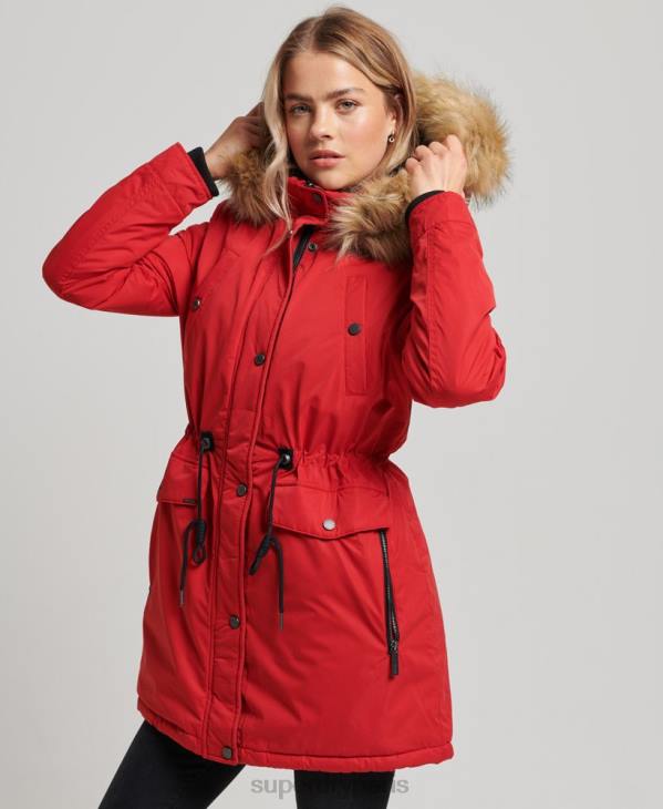 Superdry femmes parka en microfibre nadare D64Z5513 vêtements rouge
