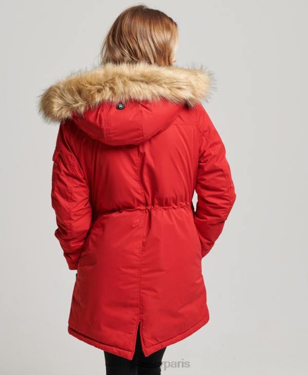 Superdry femmes parka en microfibre nadare D64Z5513 vêtements rouge