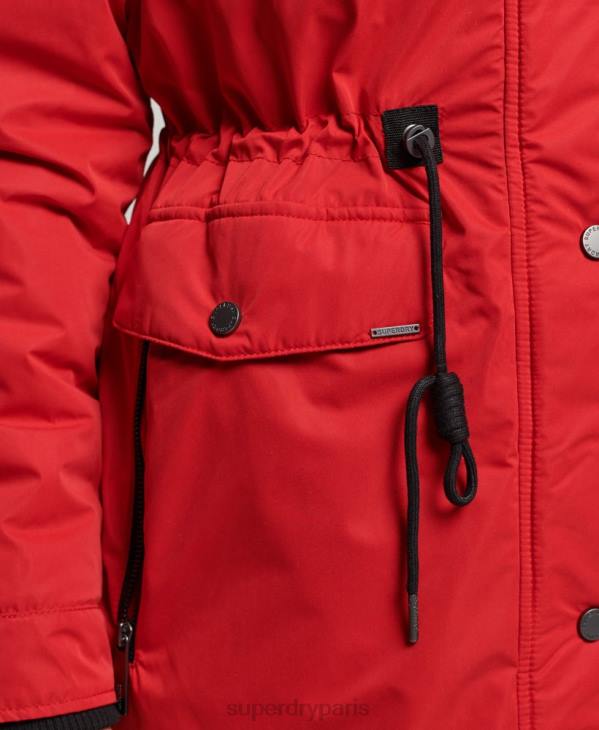Superdry femmes parka en microfibre nadare D64Z5513 vêtements rouge
