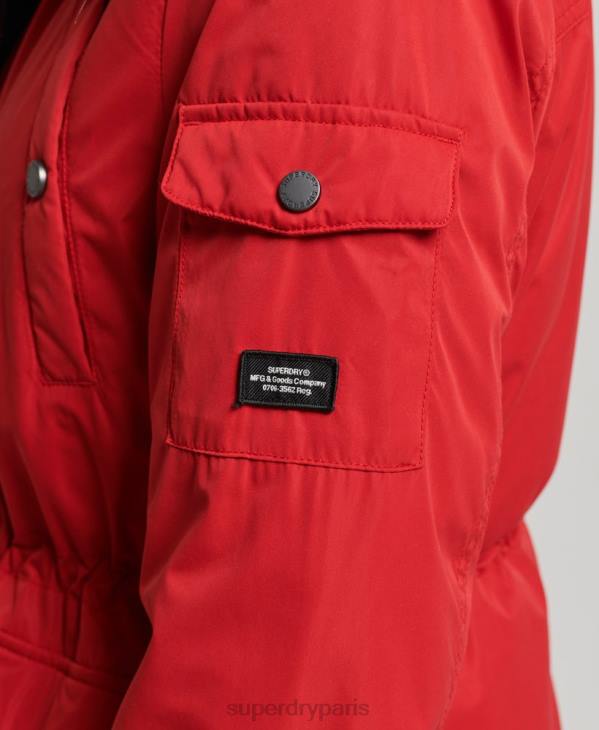 Superdry femmes parka en microfibre nadare D64Z5513 vêtements rouge