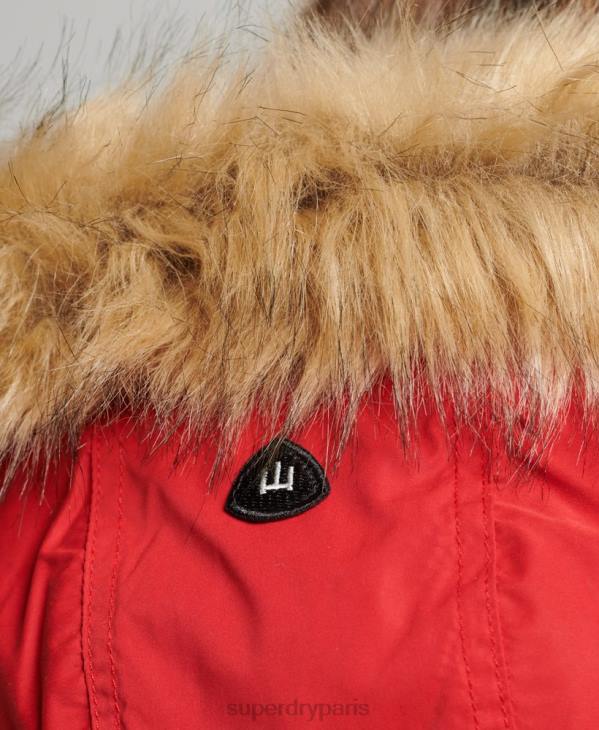 Superdry femmes parka en microfibre nadare D64Z5513 vêtements rouge