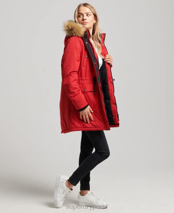 Superdry femmes parka en microfibre nadare D64Z5513 vêtements rouge