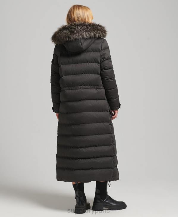 Superdry femmes parka longue d'expédition en microfibre D64Z5448 vêtements noir