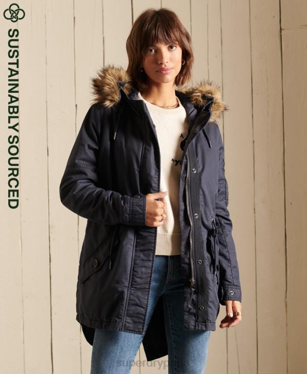 Superdry femmes parka militaire en queue de poisson D64Z5515 vêtements bleu