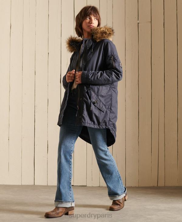 Superdry femmes parka militaire en queue de poisson D64Z5515 vêtements bleu