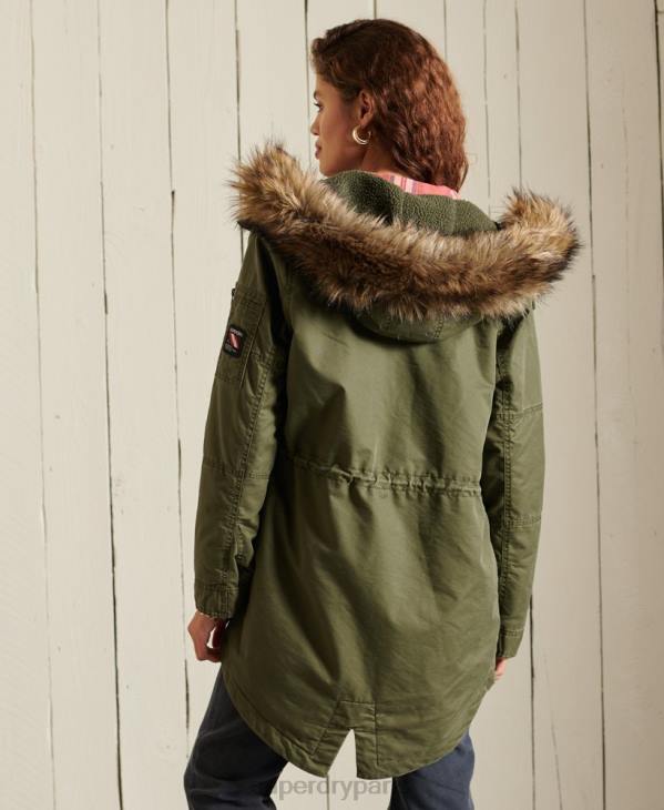 Superdry femmes parka militaire en queue de poisson D64Z5568 vêtements kaki