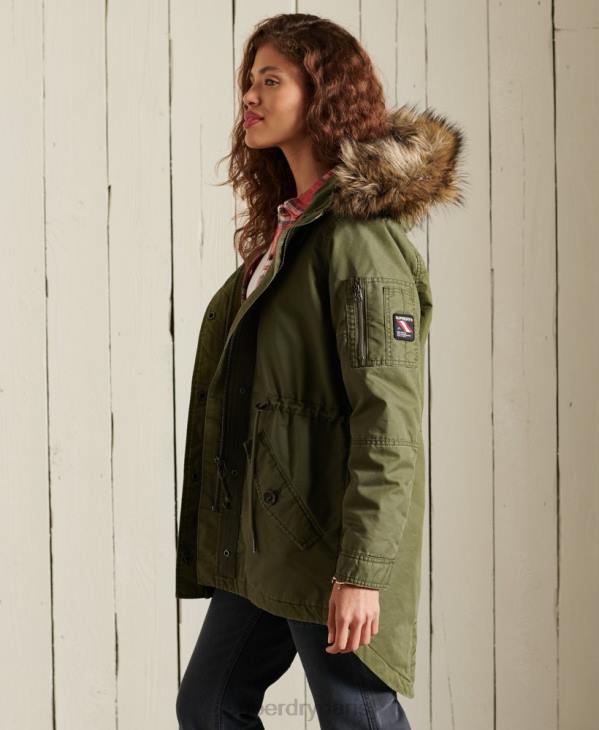 Superdry femmes parka militaire en queue de poisson D64Z5568 vêtements kaki