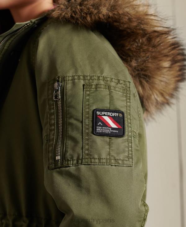 Superdry femmes parka militaire en queue de poisson D64Z5568 vêtements kaki
