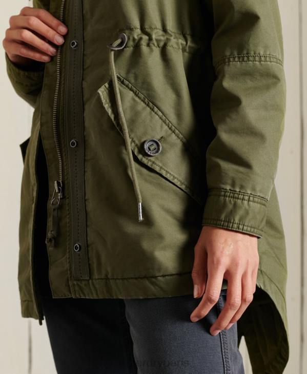 Superdry femmes parka militaire en queue de poisson D64Z5568 vêtements kaki