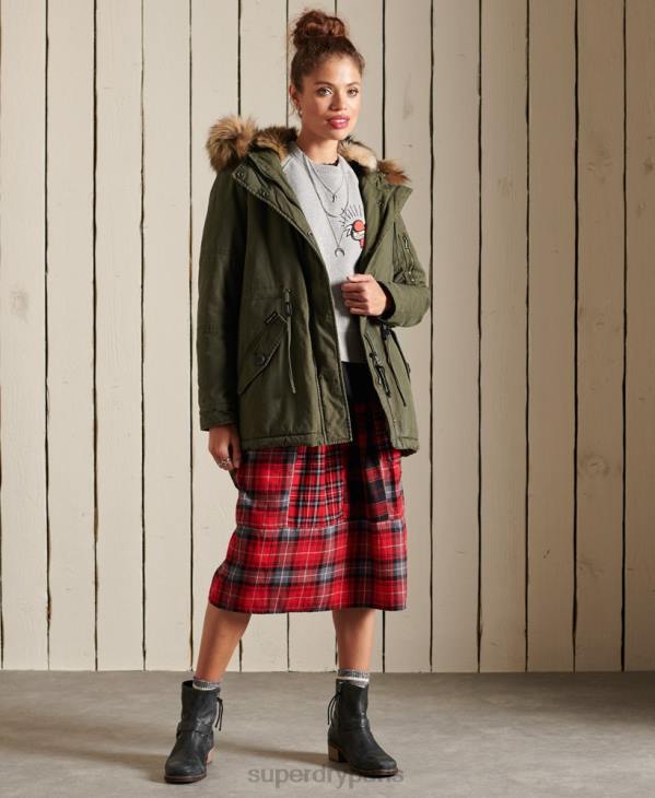 Superdry femmes parka militaire haut de gamme D64Z5639 vêtements vert