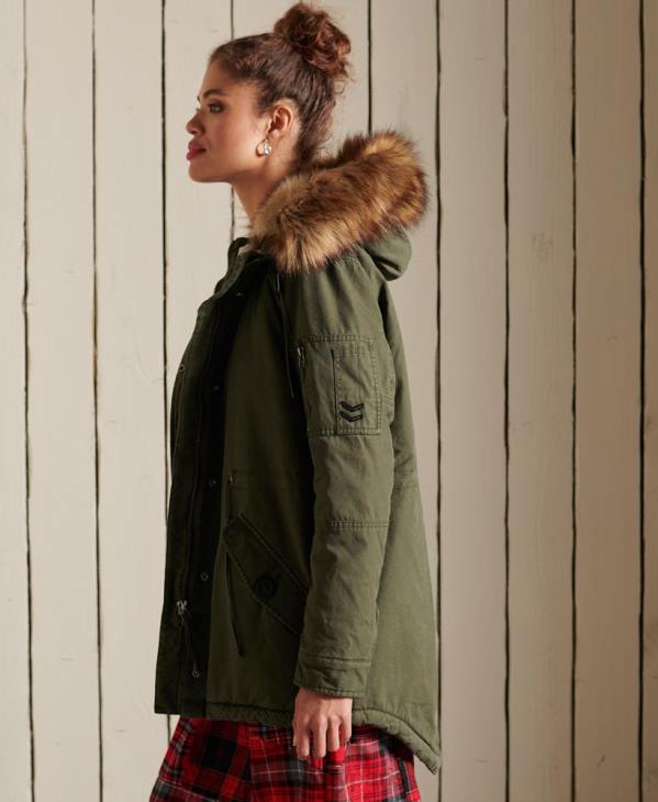 Superdry femmes parka militaire haut de gamme D64Z5639 vêtements vert