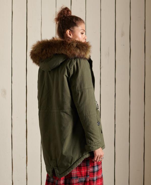 Superdry femmes parka militaire haut de gamme D64Z5639 vêtements vert