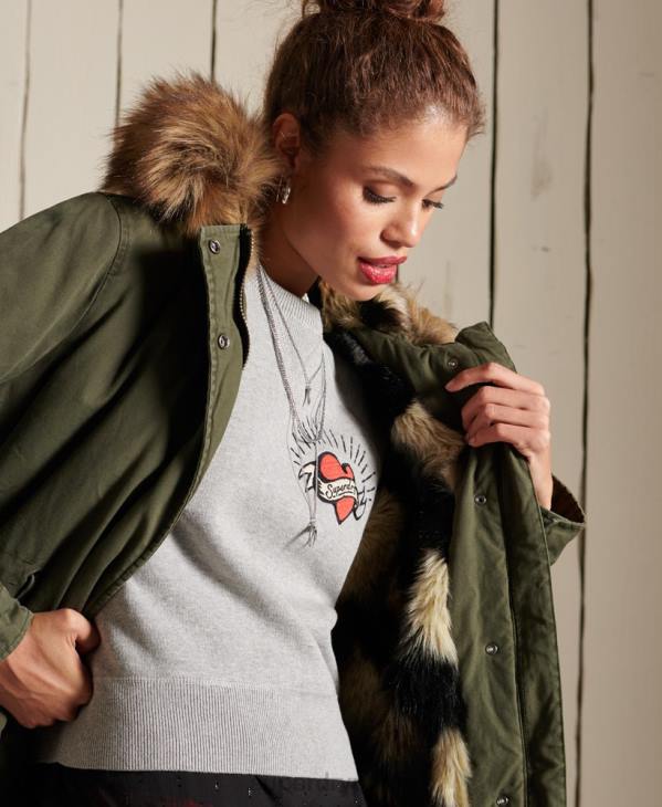 Superdry femmes parka militaire haut de gamme D64Z5639 vêtements vert
