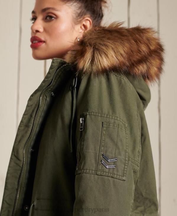Superdry femmes parka militaire haut de gamme D64Z5639 vêtements vert