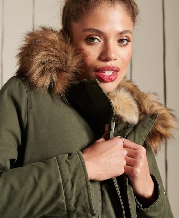 Superdry femmes parka militaire haut de gamme D64Z5639 vêtements vert