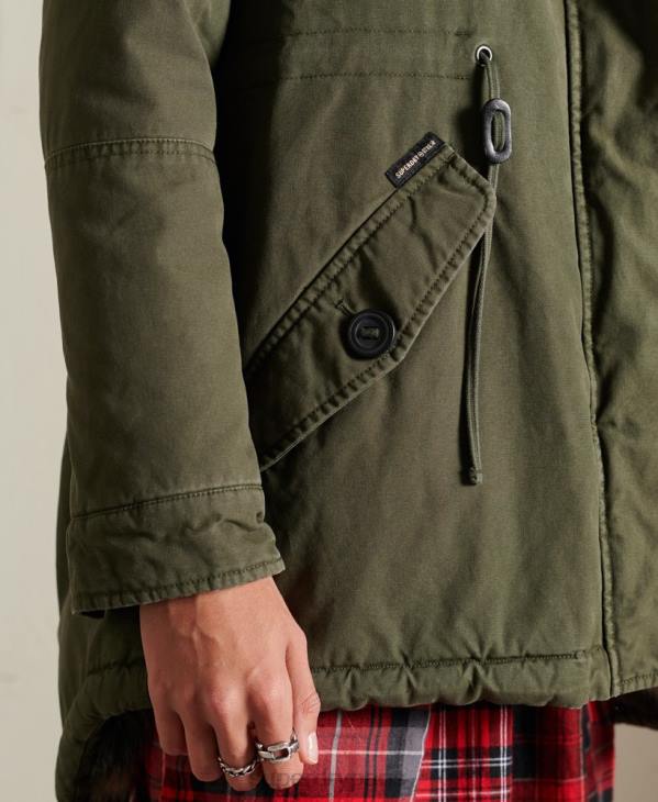 Superdry femmes parka militaire haut de gamme D64Z5639 vêtements vert