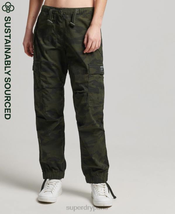 Superdry femmes pantalon adhérent parachute en coton bio D64Z2584 vêtements vert
