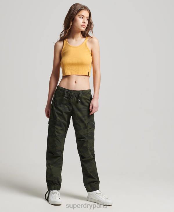 Superdry femmes pantalon adhérent parachute en coton bio D64Z2584 vêtements vert