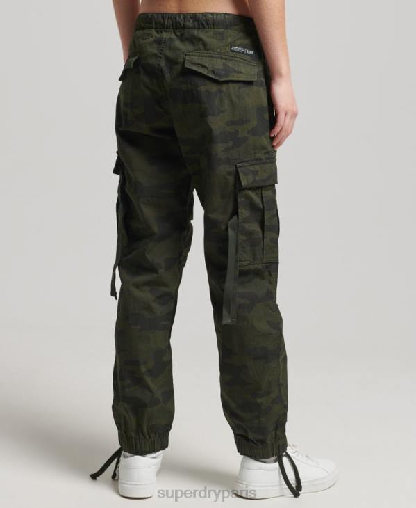 Superdry femmes pantalon adhérent parachute en coton bio D64Z2584 vêtements vert