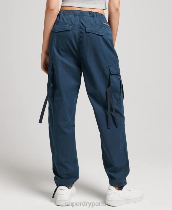 Superdry femmes pantalon adhérent parachute en coton bio D64Z2600 vêtements marine