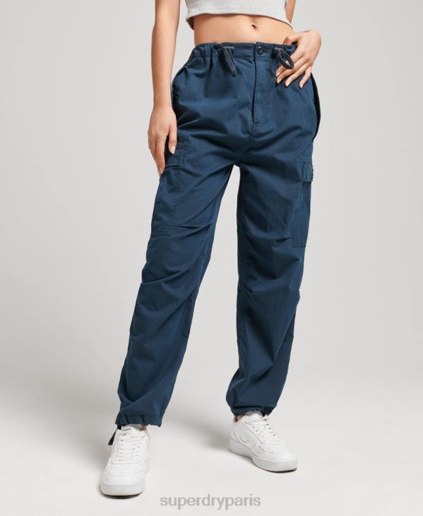 Superdry femmes pantalon adhérent parachute en coton bio D64Z2600 vêtements marine
