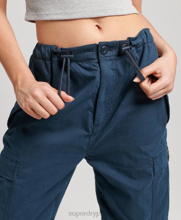 Superdry femmes pantalon adhérent parachute en coton bio D64Z2600 vêtements marine
